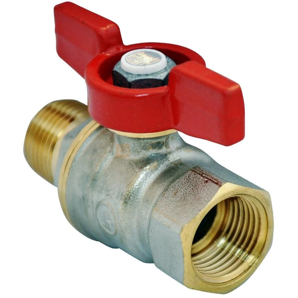 Кран шаровой латунь никель полнопроходной R914 Ду32 Ру35 ВР/НР бабочка Giacomini R914X026